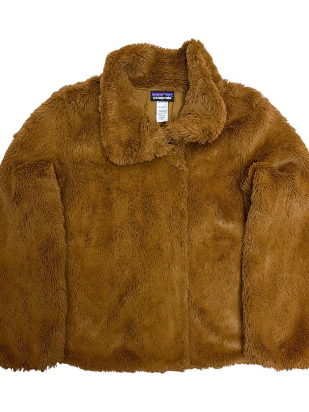 PATAGONIA Faux Fur Jacket Fleece Winter Fall Brown Outdoor Coat Womens Medium